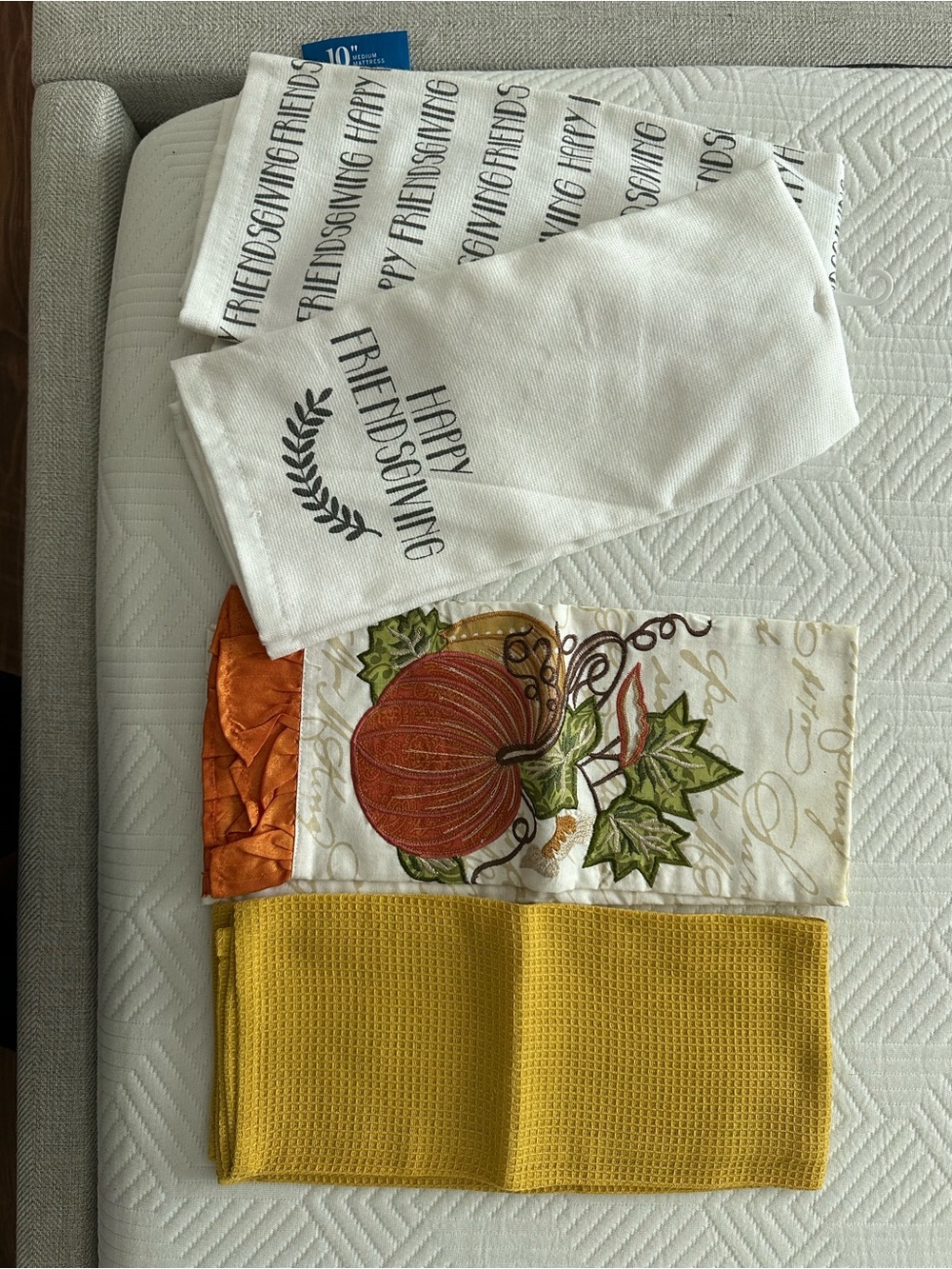 Autumn Harvest Decorative Kitchen Towel Set - White, Orange, Yellow